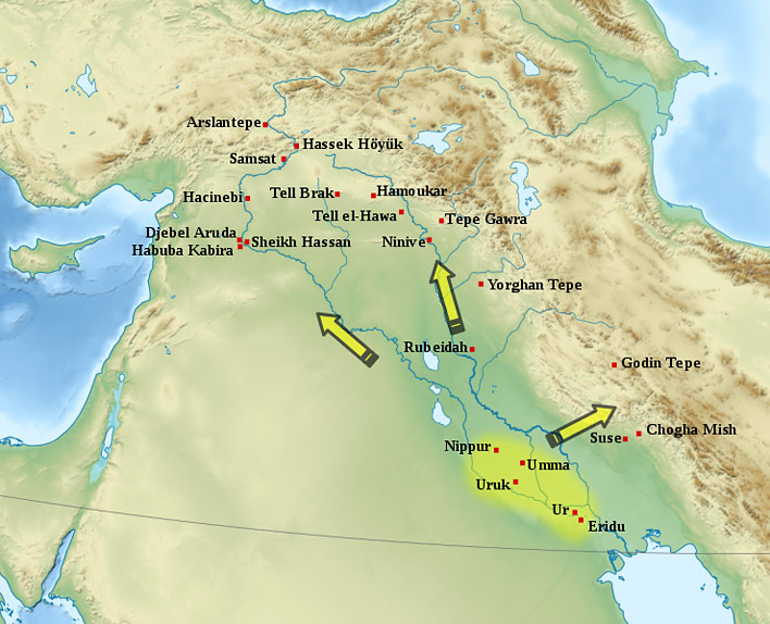 Map of the Urukean expansion