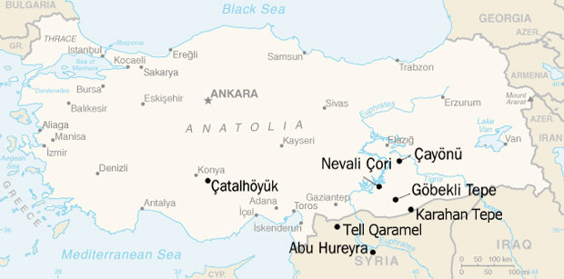 Map of Neolithic sites in the Fertile Crescent area