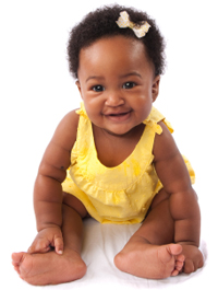 Baby with bow in her hair